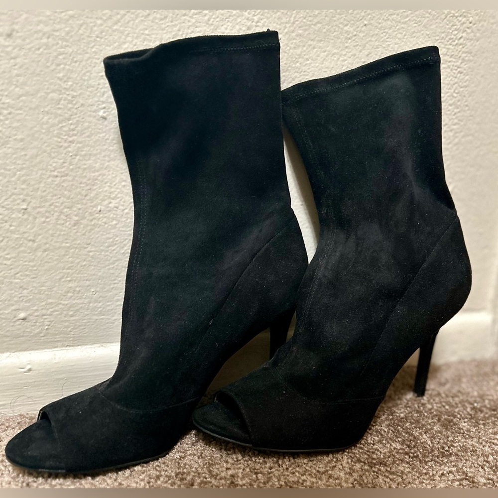 Elegant Black Women's Peep-Toe Boots